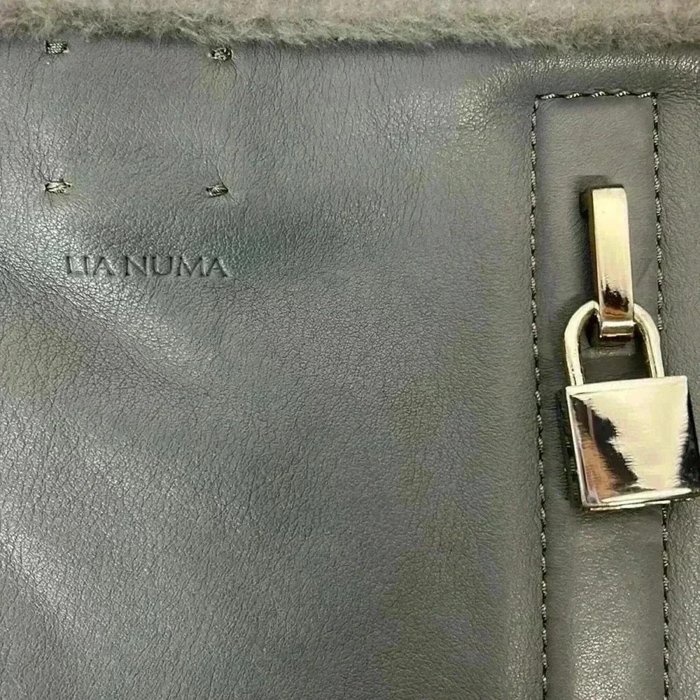 Lia Nima genuine, leather, gray purse tote - Picture 2 of 6